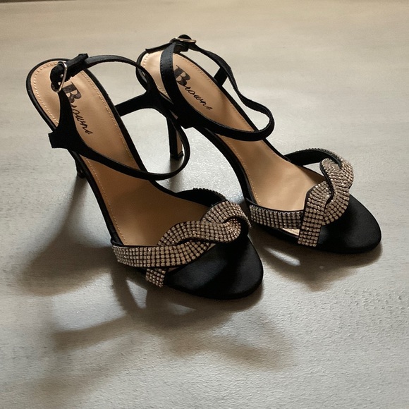 Browns “Vicky” Black Satin and Rhinestone Sandal - Picture 4 of 10